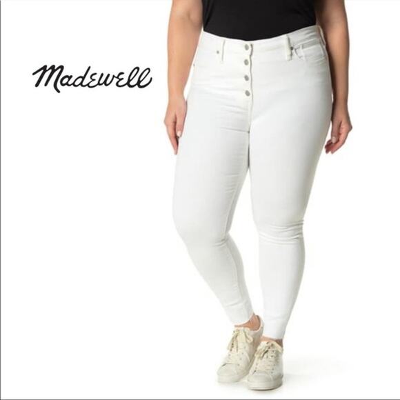 Madewell 9" Mid Rise Skinny Jeans Pure White Sz. 37 NEW - Picture 1 of 14